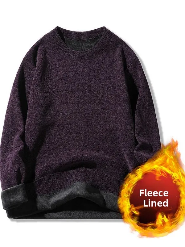 

Korean Sle Warm Inner Knitted Sweater Men Women Large Size Winter inyel Inteated Velvet Thi round Ne Sweater