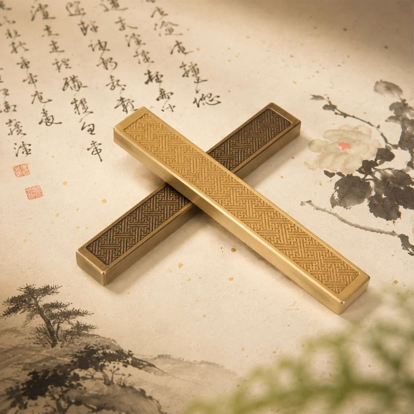 Brass Paper Weight For Calligraphy Custom Engraved Small Ornament Movable Type Four Treasures Of Study Desk Art Decor