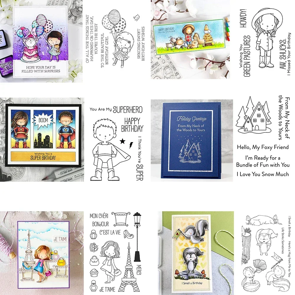 Wunderschöne Stempel und Stanzformen für Mädchen zum Geburtstag, grüne Weiden, nur Eichhörnchen-Stempelset für die Herstellung von DIY-Scrapbooking-Karten und Bastelarbeiten
