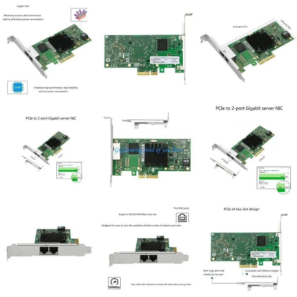 

H9EB I350-T2V2 PCIe Gigabits Ethernet Server Adapters Double RJ45 Port Card