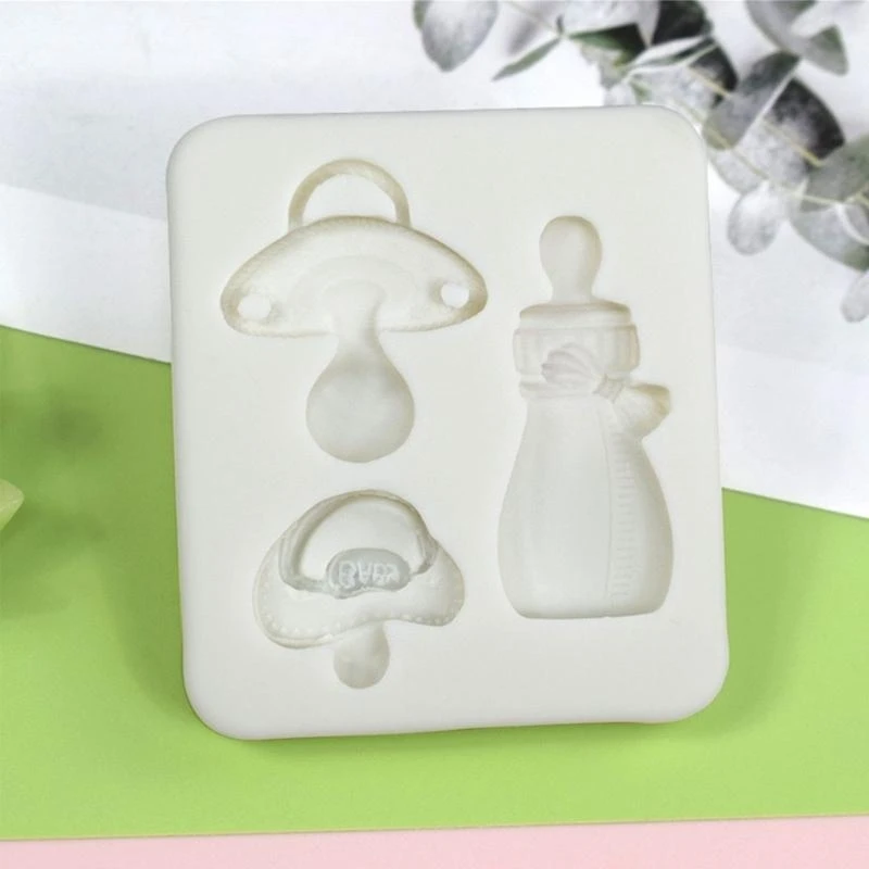W8EA 3D Mini Baby-Bottle Nipple Silicone Mold Fondant Chocolate Mould Cake Decorating Tools DIY Clay Model Baking Accessory