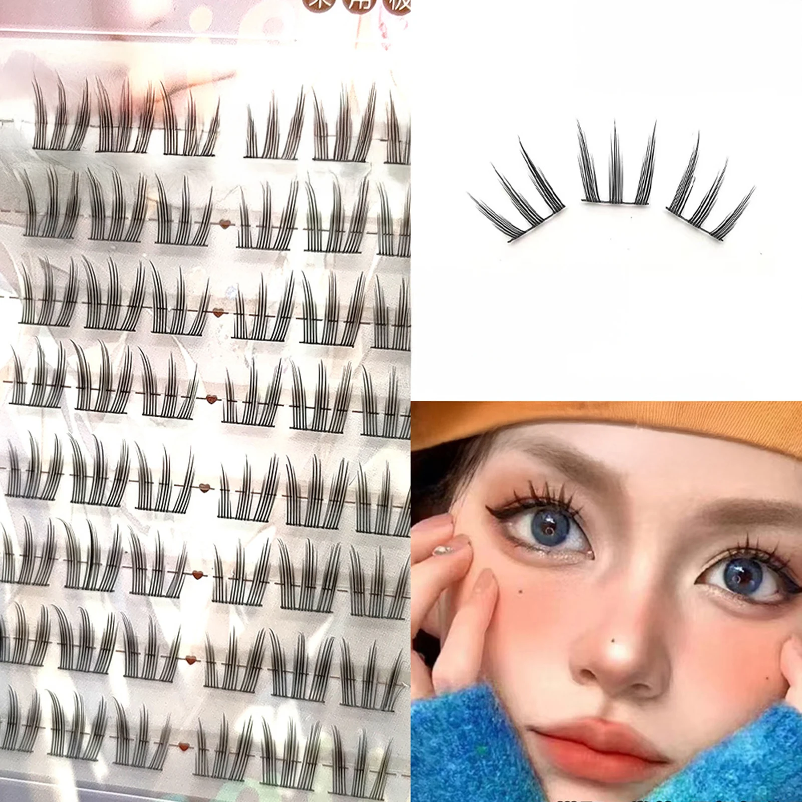 Manga Cluster Eyelash Set Large Capacity Thick Curly Grafted Eyelashes Korean Style DIY Idol Large Capacity False Eyelashes Kit
