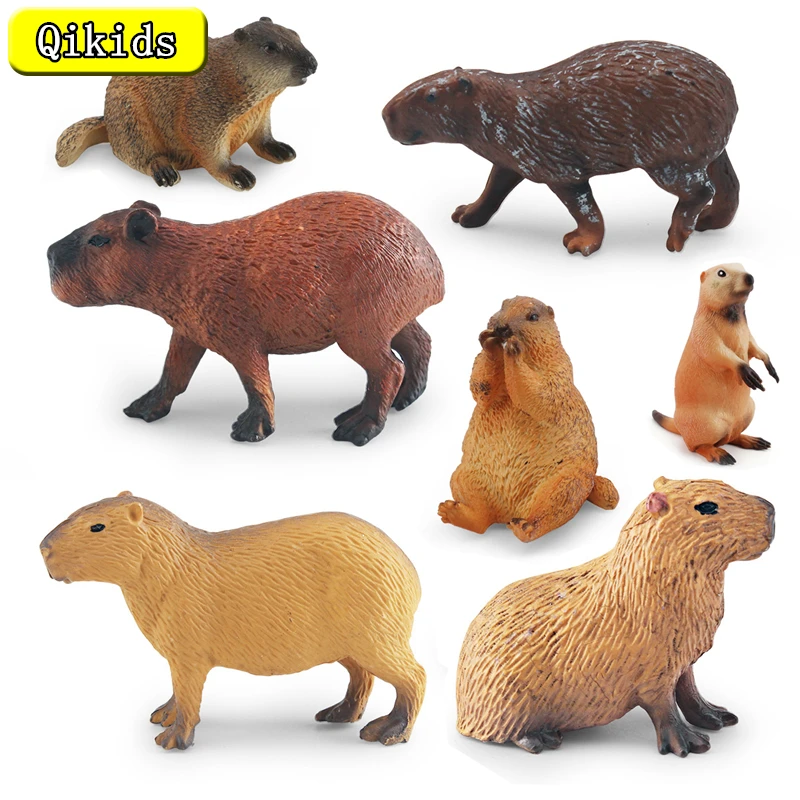 Simulation Animals Toys Model Mini Cute Wild Nutria Capybara Action Figure Children Collectible Figurines Toy Christmas Gifts