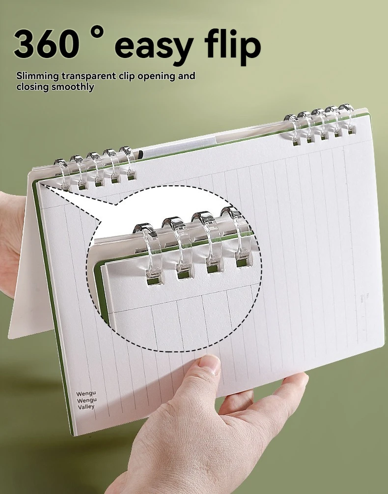 A5/B5 Fünf-Loch-Clip-Notizbuch für lose Blätter, B5, nicht reizend, abnehmbar, einfarbig, minimalistisches A5-Notizbuch, Hartschalen-Spulen-Notizbuch – Detail 14