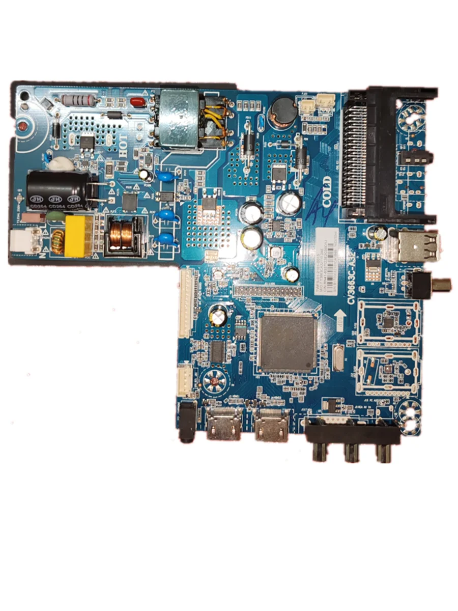 Três em 1 TV Motherboard, CV3663C-A32, Fotografia Física, 74-82V, 300ma, 1366x768, testado