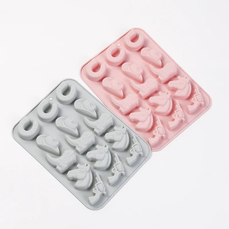 Western Cowboy Themed 15 Cavity Silicone Mold DIY Soft Candy Chocolate Mold Reusable Mould Home Kitchen Baking Craft Tool