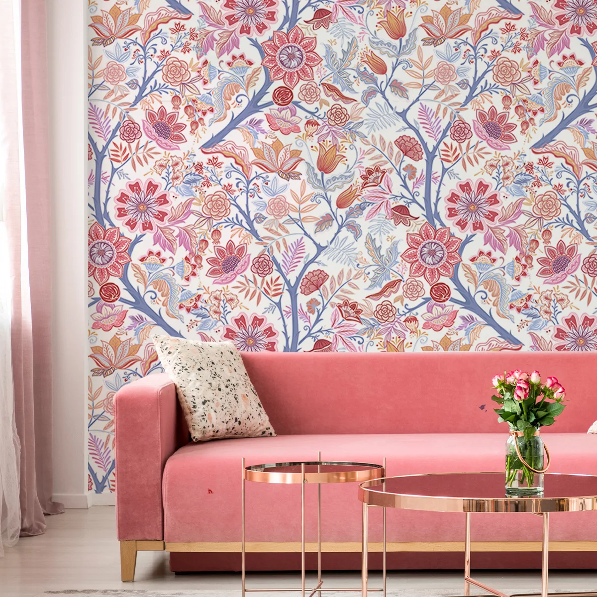 Peel and Stick Wallpaper Floral Contact Paper Modern Boho Removable Self Adhesive Wallpaper Vinyl Roll