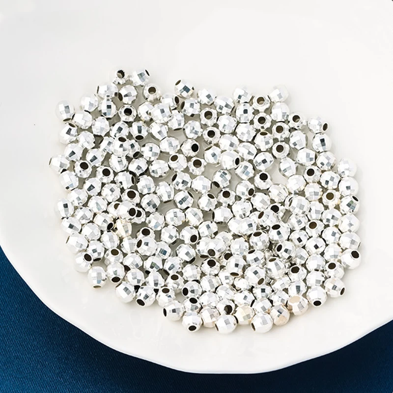 

10PCS faceted 925 sterling silver Beads Exquisite faceted Silver Loose Spacer Beads fit Bracelet Necklace DIY Jewelry Making