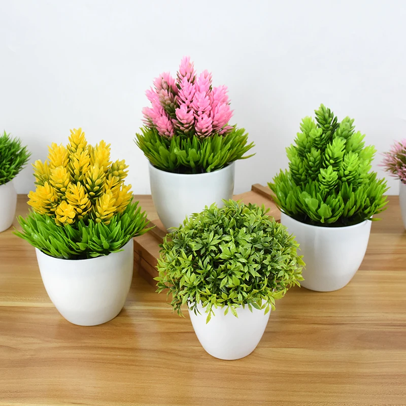 

Artificial Potted Plant Small Bonsai Flowers Pot Table Desktop Ornaments Home Garden Decor Wedding Party Decor Fake Plants