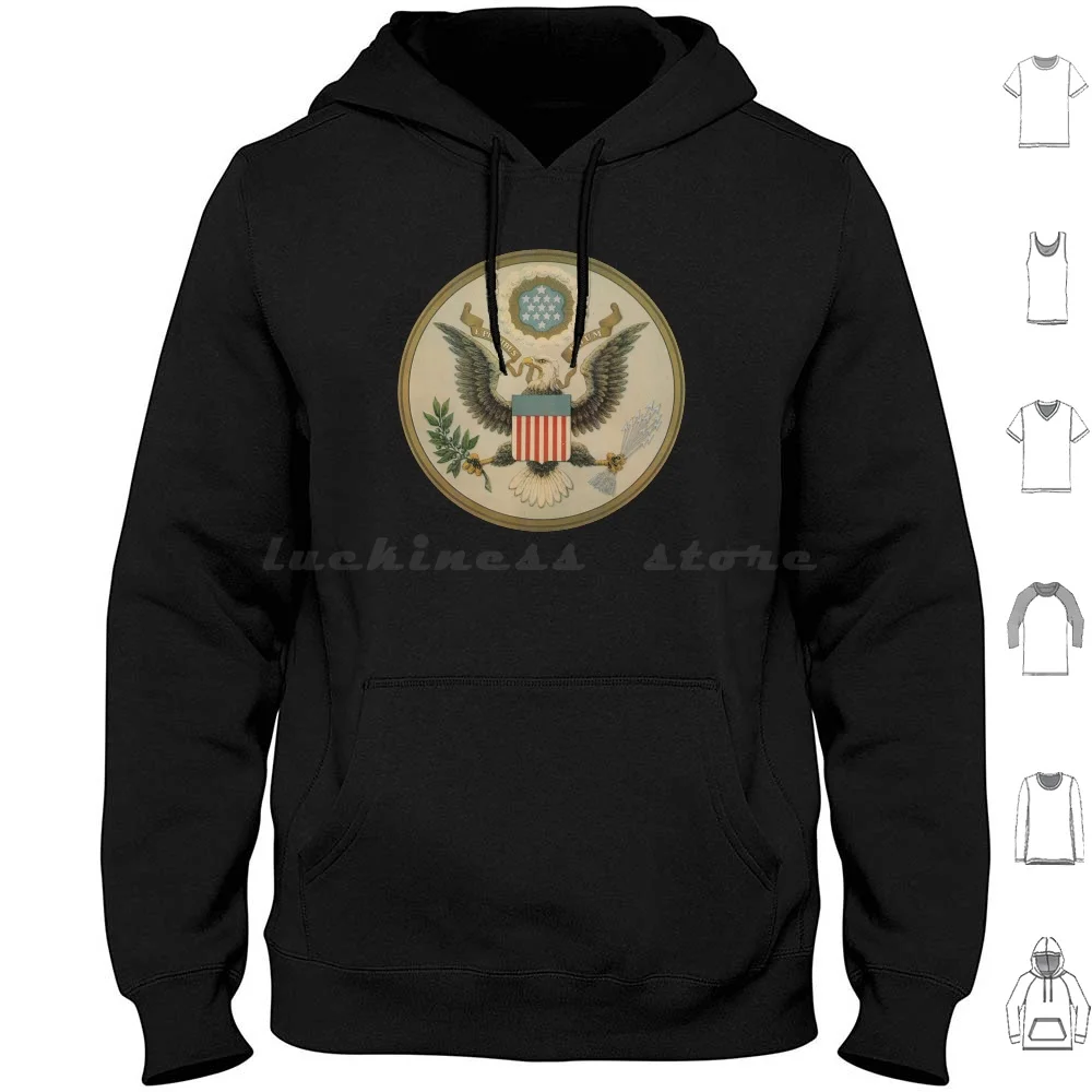 Retro Great Seal Of The United States Official Seal Hoodie cotton Long Sleeve Retro Great Seal E Pluribus Unum Out Of Many One