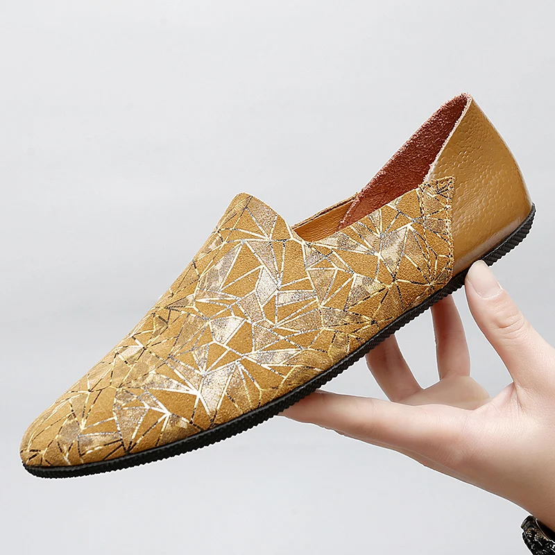 European American Spring Autumn Light Luxury Men Dual Purpose Casual Shoes Printed Breathable Anti Slip Gentleman Fashion Shoes