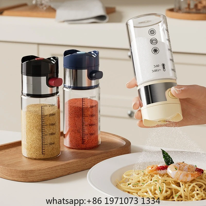 0.5g Metering Salt Shaker Press Type Dispenser Sugar Spice Pepper Seasoning Bottle Kitchen Quantitative Sprinkle Salt Tool