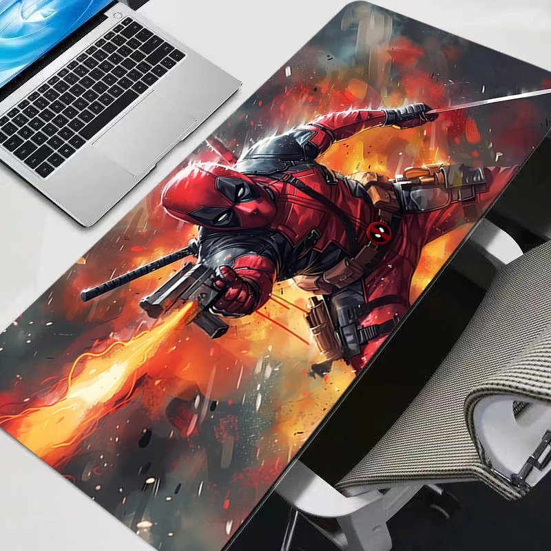 แผ่นรองเมาส์ขนาดใหญ่เดดพูลออกแบบมาโดยเฉพาะสำหรับโน๊ตบุ๊คพีซีแผ่นรองโต๊ะสำนักงานอุปกรณ์เสริมสำหรับเล่นเกมพีซีแผ่นรองเมาส์แล็ปท็อปแผ่นรองคีย์บอร์ด
