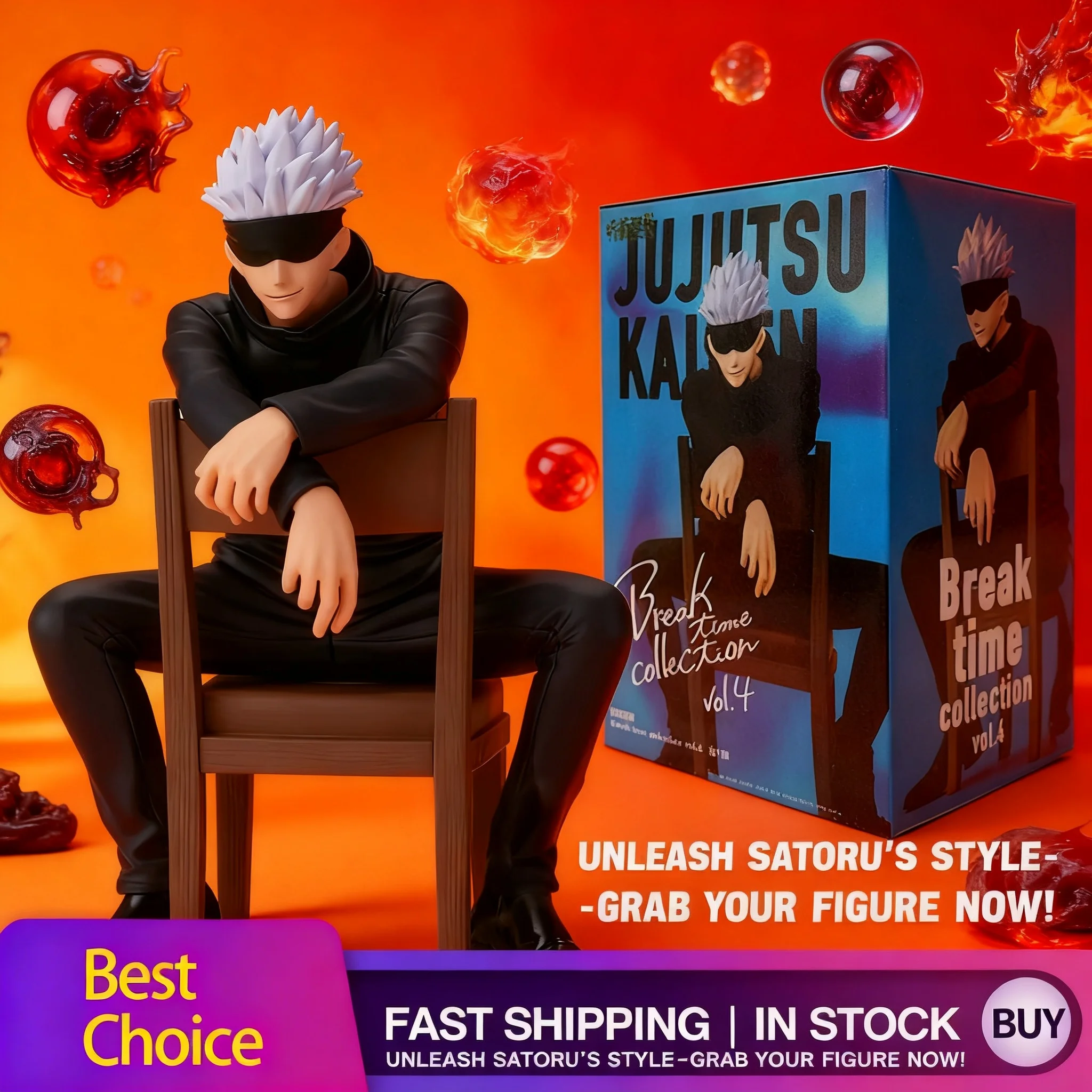 

Фигурка аниме-персонажа Годжо Сатору (11 см) из Jujutsu Kaisen, коллекционная статуэтка из ПВХ в сидячей позе со стулом, модель для фанатов, подарок-игрушка