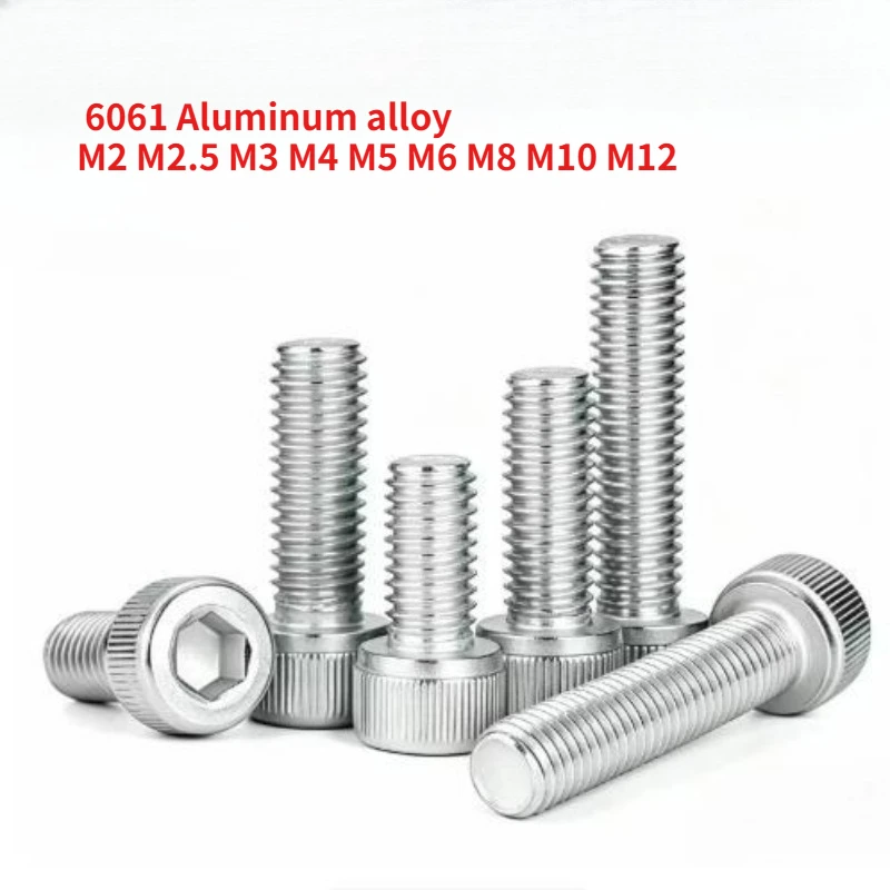 5~100pcs 6061 Aluminum Alloy Cylindrical Head Hex Head Screws DIN912 Aluminum Bolt M2 M2.5 M3 M4 M5 M6 M8 M10 M12