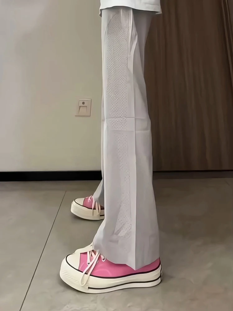 

Qui Dry Ice Silk Pants Men's Summer Casual Straight Leg Pants Breathable Hole Punching Slimming Loose Fit Trousers