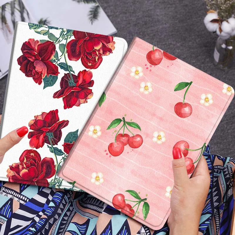 

Cartoon Cherry Flower Pattern Tablet Case For Lenovo Xiaoxin Legion Pad Tab Pro GT Y700 Gen4 2 11 P11 M10 K10 3rd Plus Gen Gift