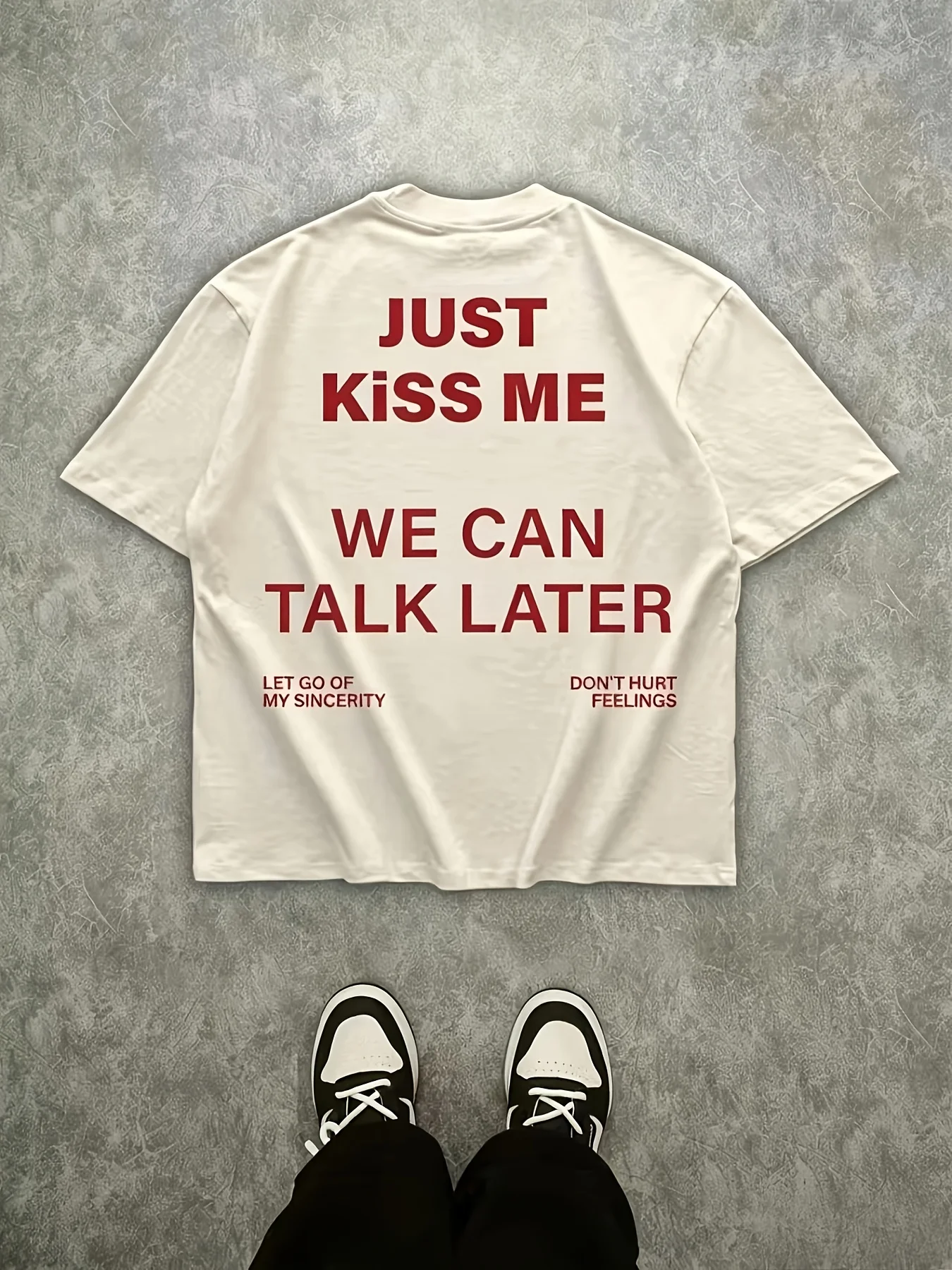Just Kiss Me We Can Talk Later Print T-shirt Men Women Cotton Short Sleeve Unisex Romantic Love Casual Street Daily Tops