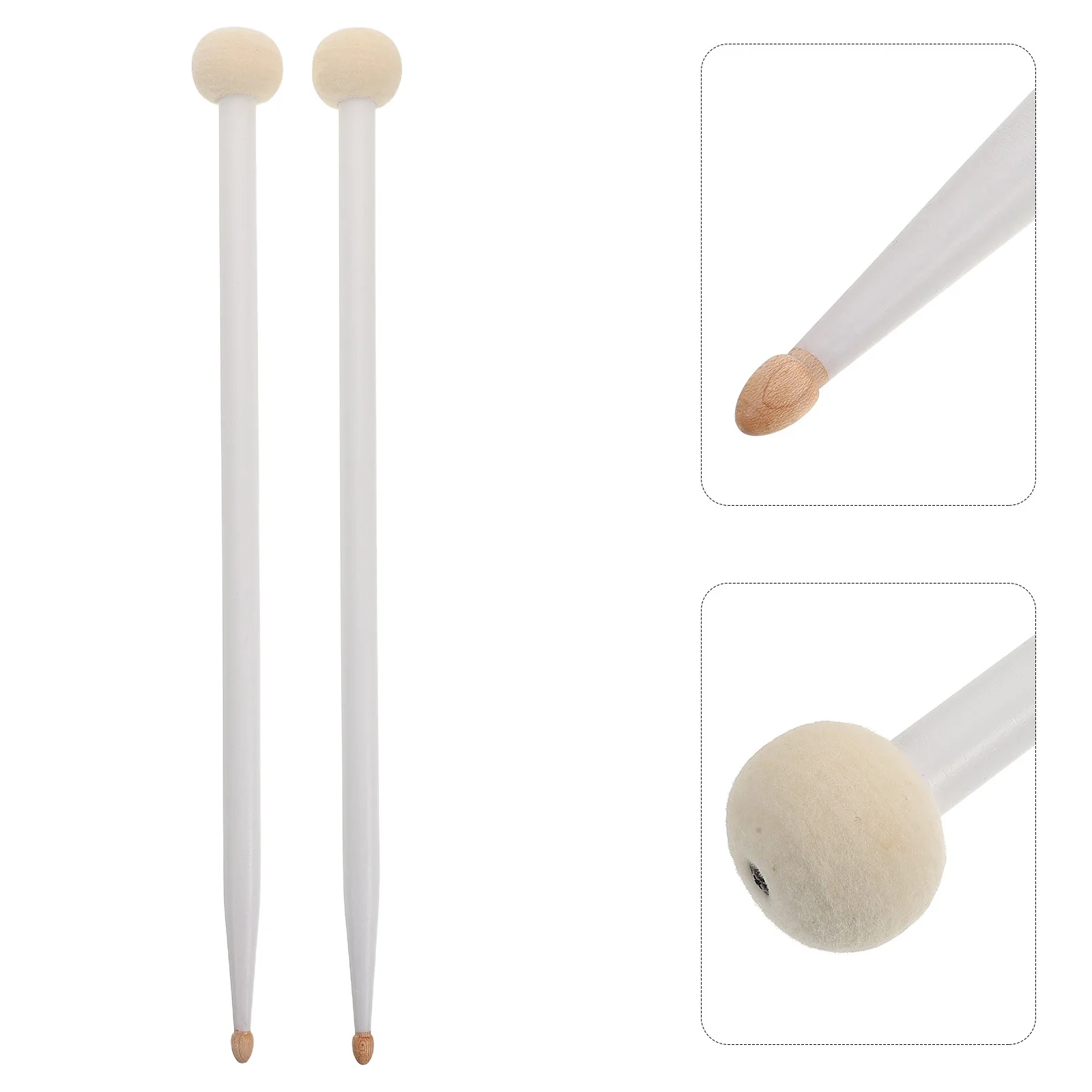 

2Pcs Ergonomic Maple Drum Mallets Lightweight Portable Precision Sound Rock Band Timpani Snare Bass Felt Beaters