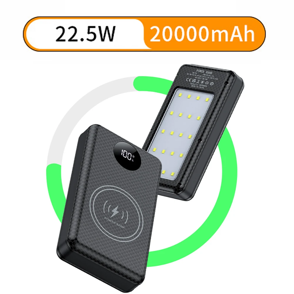 22.5W Fast Charging Battery Box with LED Light 20000mAh 6x18650 External Power Bank Case Battery Charge Storage Box Power Shell