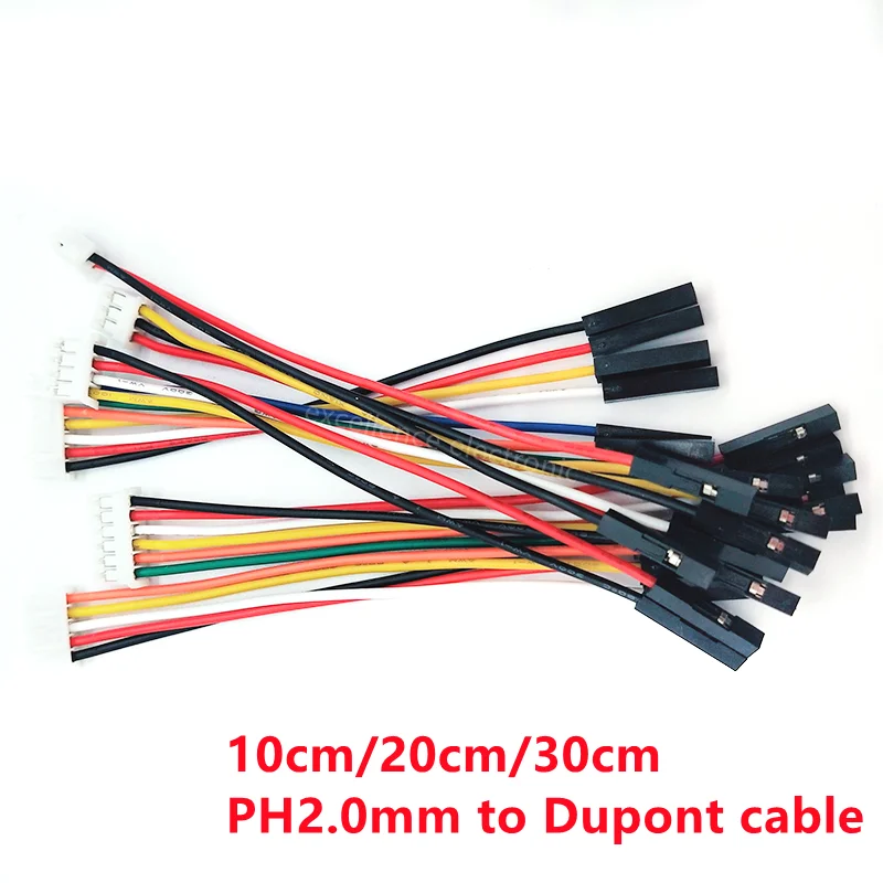 5PCS/Lot PH2.0 Dupont Cable 1P Female 2/3/4/5/6/7/8/9/10P 10cm/20cm/30cm 26AWG Jumper Wire