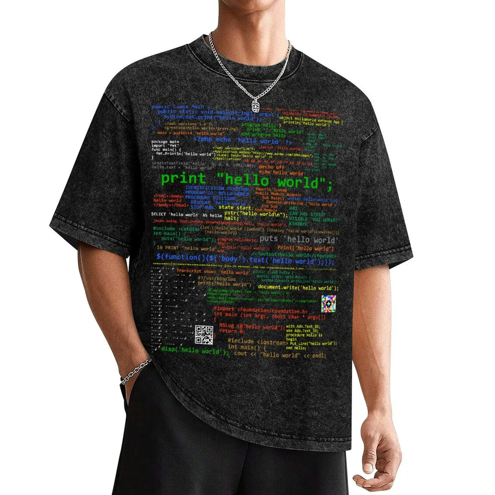 Hello World - Many Programming Languages (dark) T-Shirt graphic t shirts animal prinfor boys black t shirts for men