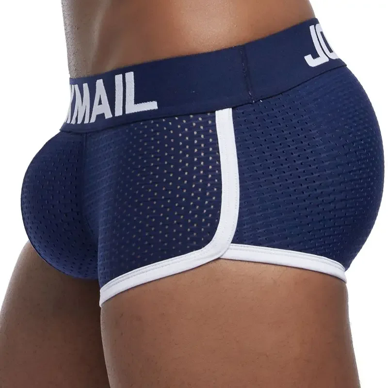 JOCKMAIL Sexy men underwear Boxers Men\'s Padded Enhancing Breathable Mesh Underwear Removable Two Butt Pads and One Front Pad