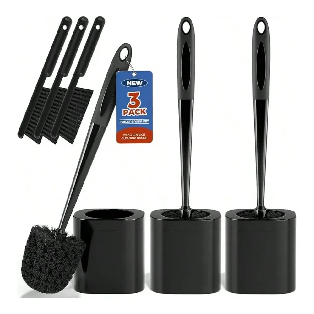 

Brush, 3 Pack Toilet Brush And Holder Set Bathroom Accessories, Toilet Bowl Brush And Holder With 3 Crevice Brush For Bathroom,