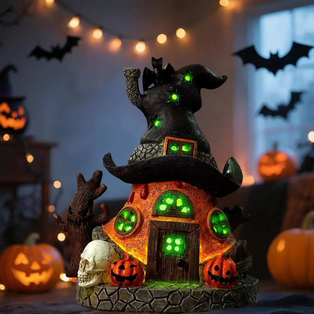 

Witch House Ornament House Ornament with Led Light Spooky Halloween Witch House Statue with Led Light Magical for Home for A