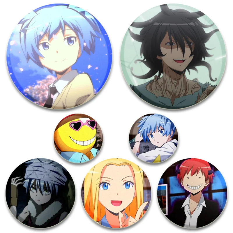 

Assassination Classroom Tinplate Pins Round Cartoon Snap-in Brooches for Backpack Accessories Anime Collection Handmade Badge