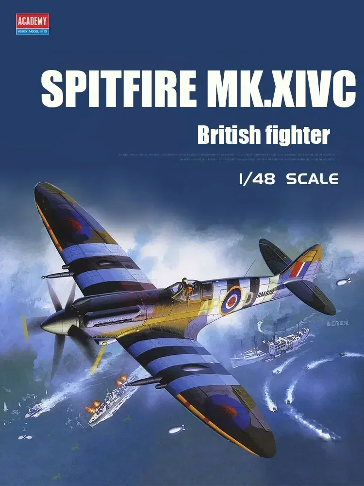 

1/48 Academy model 12274 UK Spitfire MK XIVc Fighter assembly Scale diy toys Model Kit
