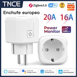 TNCE Tuya WiFi or Zigbee3.0 Smart EU Plug 16/20A With Timing Function Power Monitor,APP Voice Control,Work for Alexa Google Home