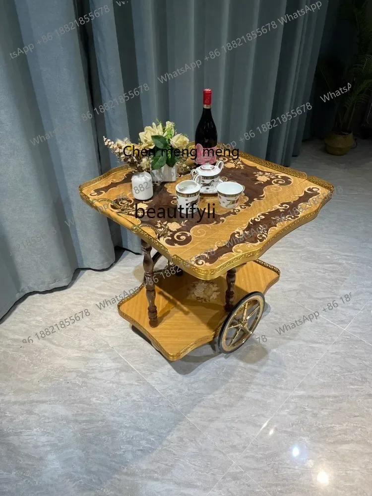 G153 American Retro Western Dining Car Italian Antique Trolley Sofa Edge Coffee Table Living Room Furniture Collectibles