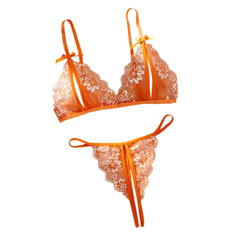 

Оранжевое кружевное контрастное сексуальное женское белье для женщин, бюстгальтер с открытой грудью, комплекты стрингов, летнее женское нижнее белье, милый эротический одинаковый костюм для взрослых