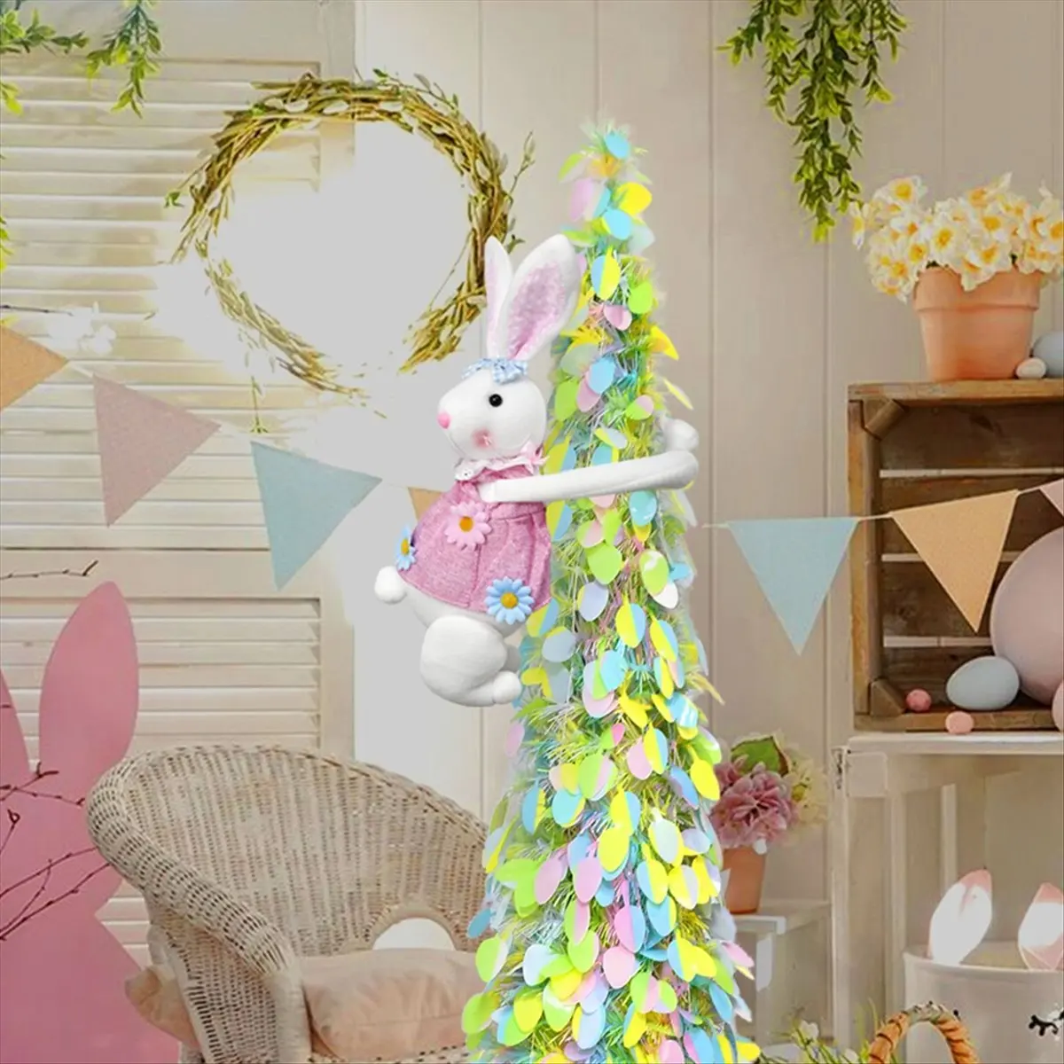 ABNH Easter Bunny Ornament for Parties & Birthday,White Bunny Curtain Hugger, Ideal Easter Home Decor
