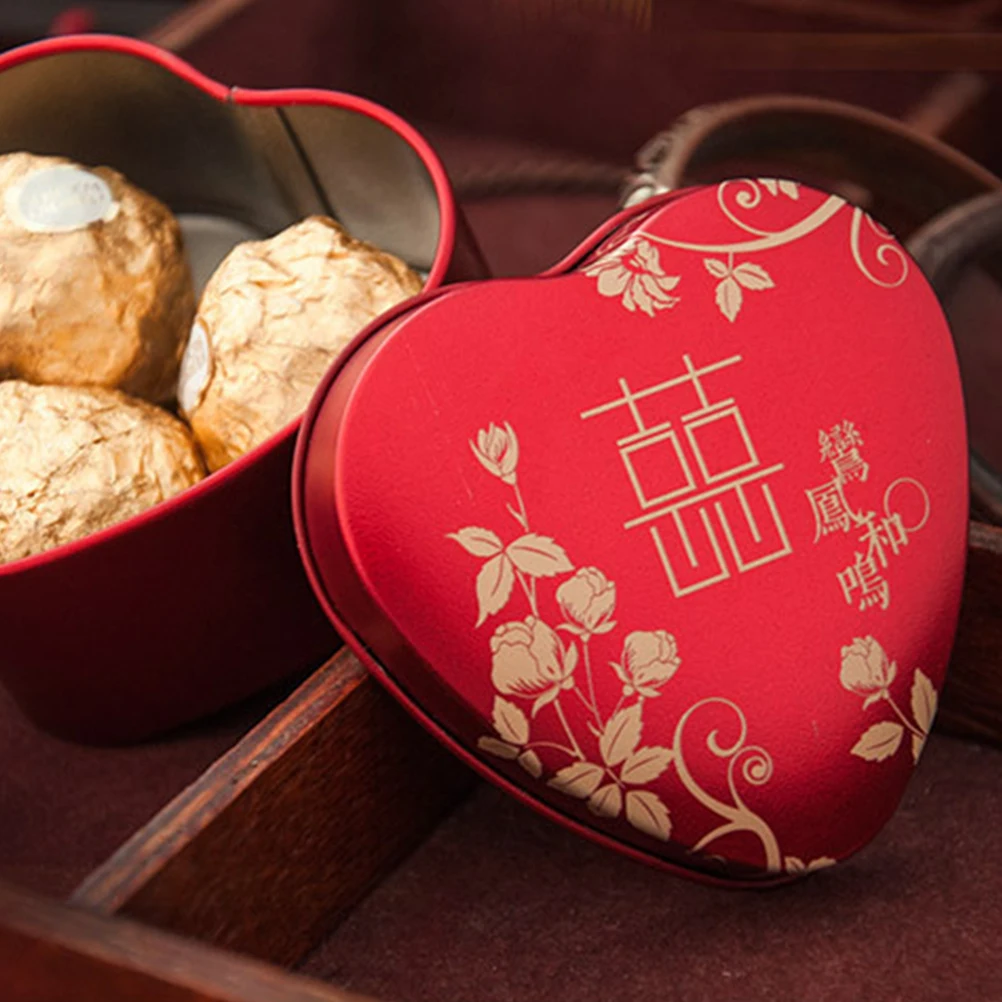 

8 Pcs Heart Shaped Tinplate Box Gift Boxes for Flowers Candy Wedding Favor Bulk