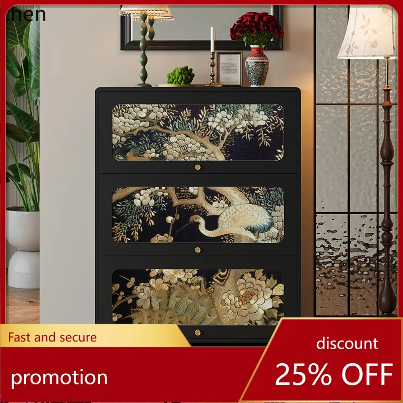 

ZML Shoe Cabinet Entryway Cabinet Home Living Room Wall-Mounted Integrated Solid Wood Multi-Functional Storage Cabinet