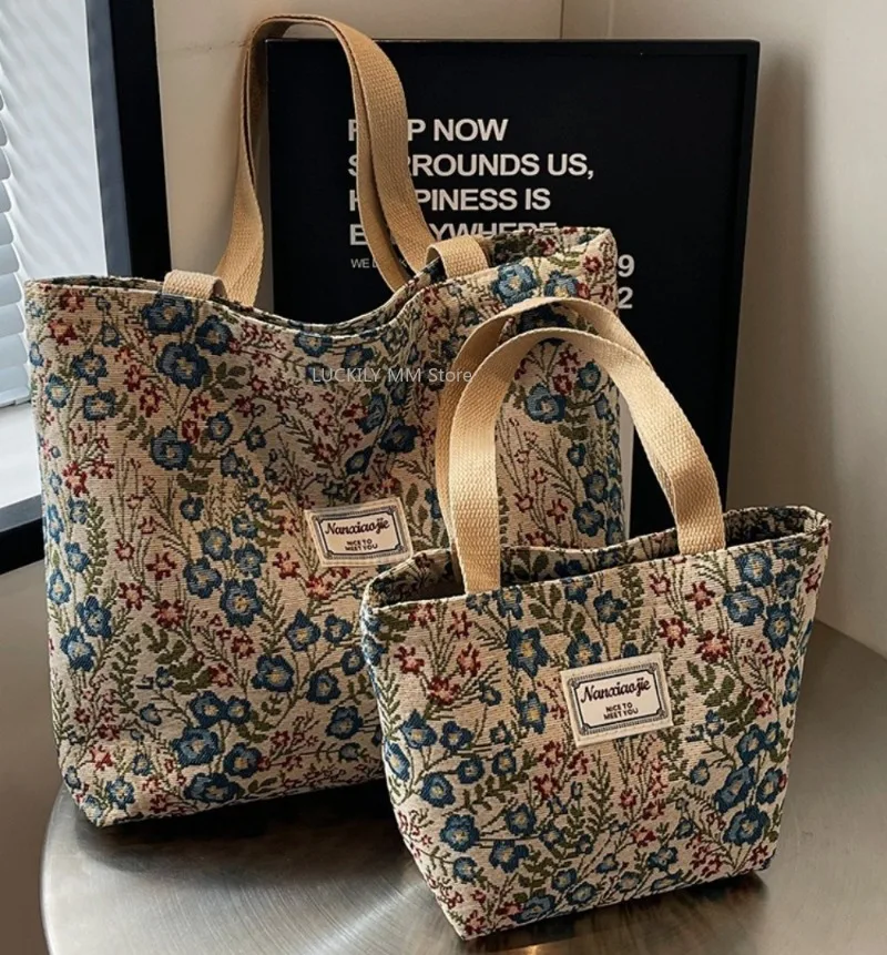 Stylish Corduroy Tote Bag for Women Bohemian Ethnic Style Shoulder Bag for Daily Commuting Shopper Office Worker College Student