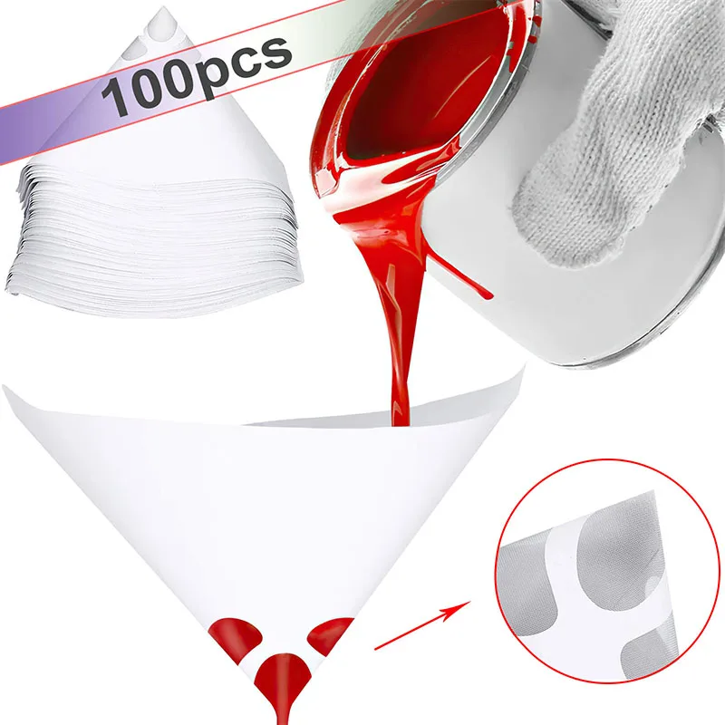 Car Paint Spray Mesh Paper Filter Purifying Straining Funnel Disposable Paint Filter Conical Nylon Micron Paper Funnels Tools