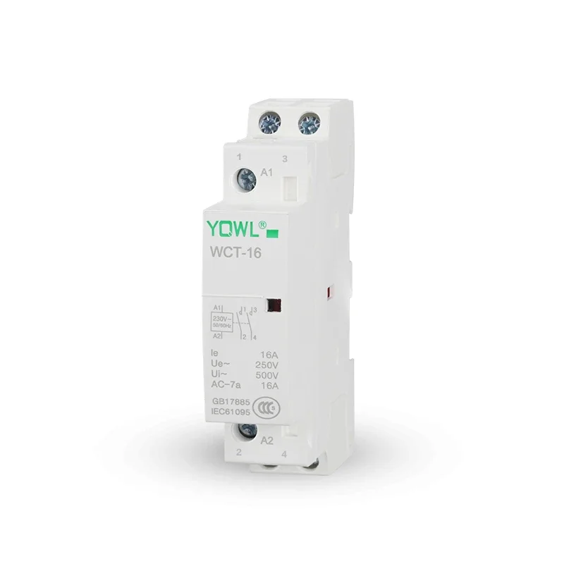 Wanlian miniature single-phase AC contactor 220V household ICT 16A24V110V12V one open and one closed guide rail