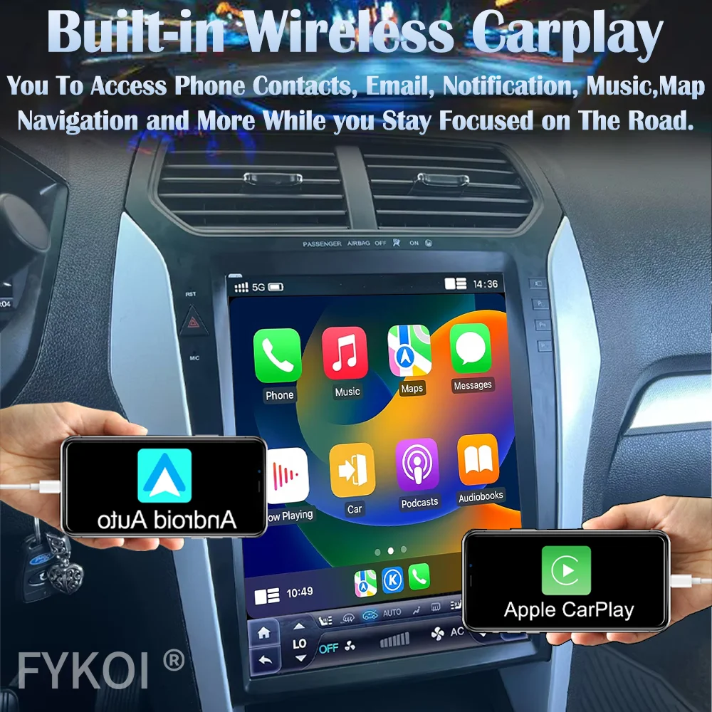 12.1inch Tesla Screen For Ford Explorer 2011-2019 Car Multimedia Player Android 15 Wireless Carplay Auto Qled Touch Screen 4G FM