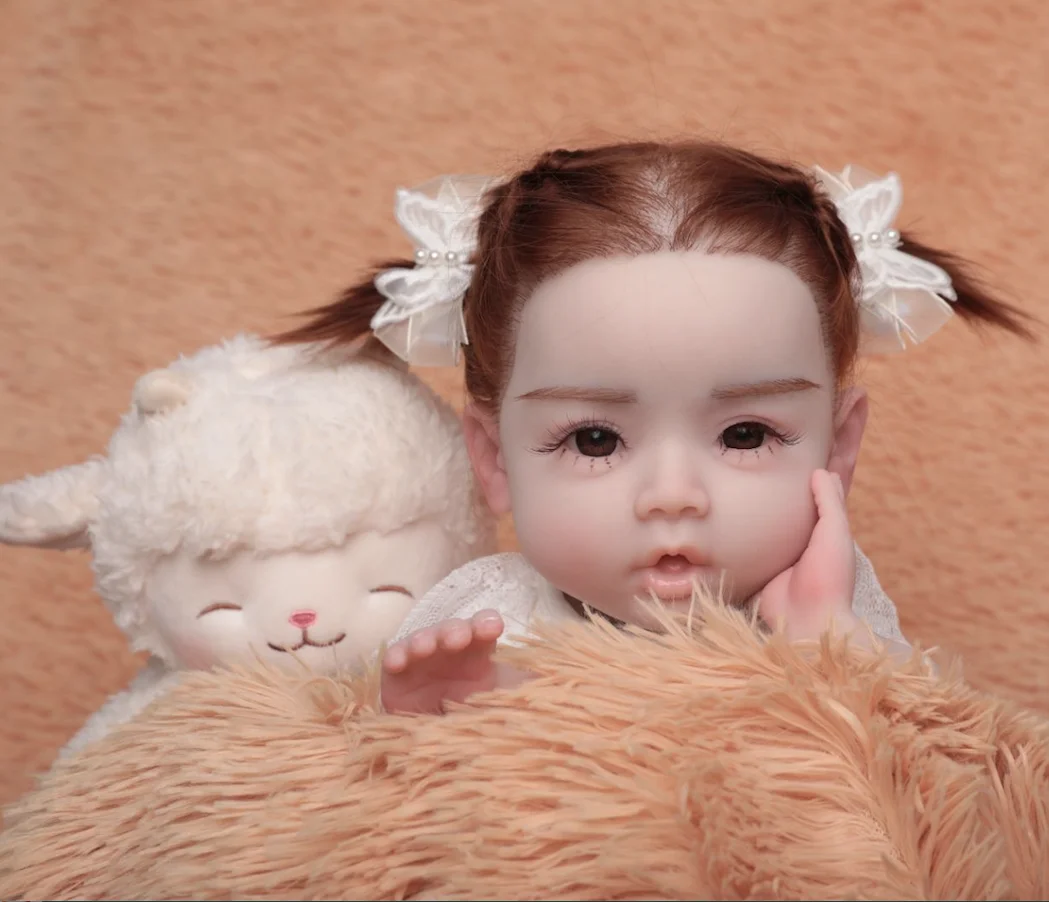 Bambola neonato con struttura scheletrata Reborn Daby in silicone realistico da 18,5 pollici, regali di Natale per bambini accompagnati