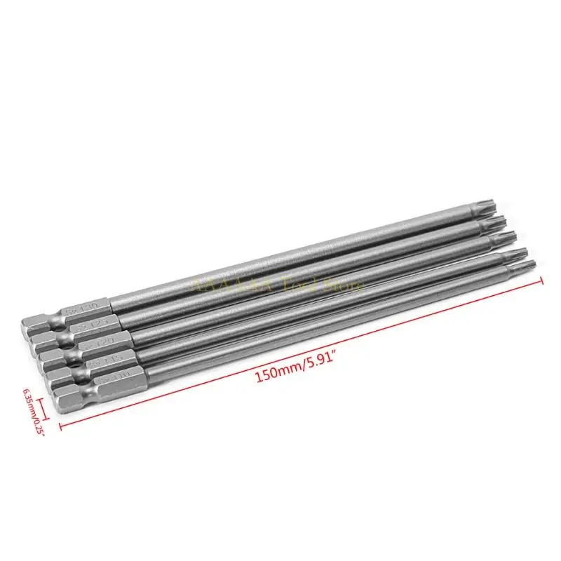

A2BE 5 Pcs/Set 150mm T10-T30 Long Torx Electric Screwdriver Drill Bits