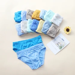 12Pc/Lot Cotton Solid Color Children's Underwear Briefs Boys Panties Suit 1-12Years