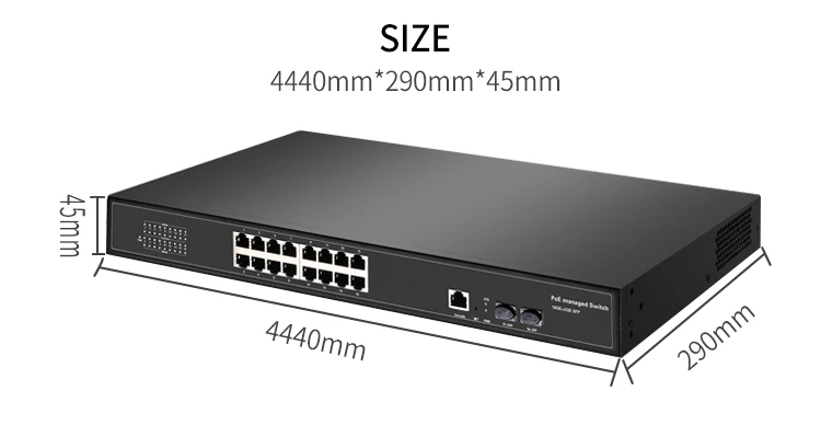 L2 Managed 16 Port 10/100/1000Mbps Managed PoE Switch RSTP  IGMP VLAN port mirror