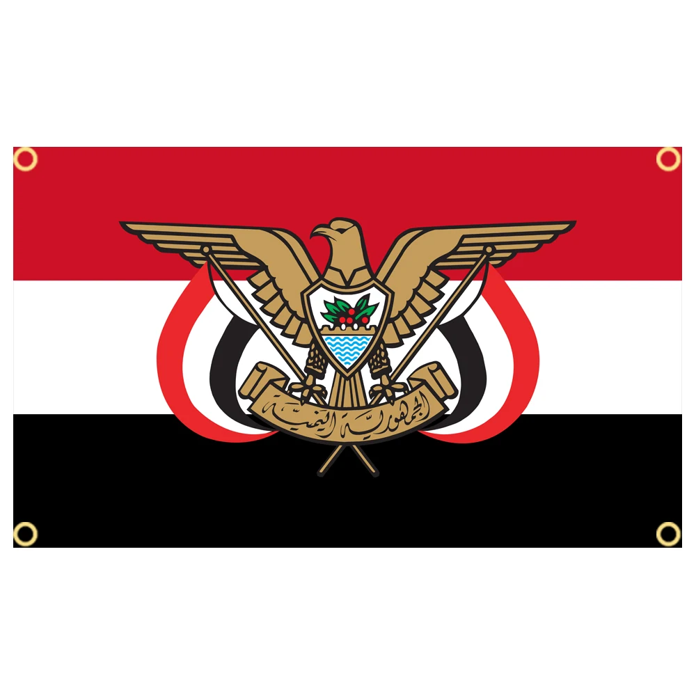 3×5Ft Yemen Emblem Flag Polyester Printed Banner Tapestry For Decor