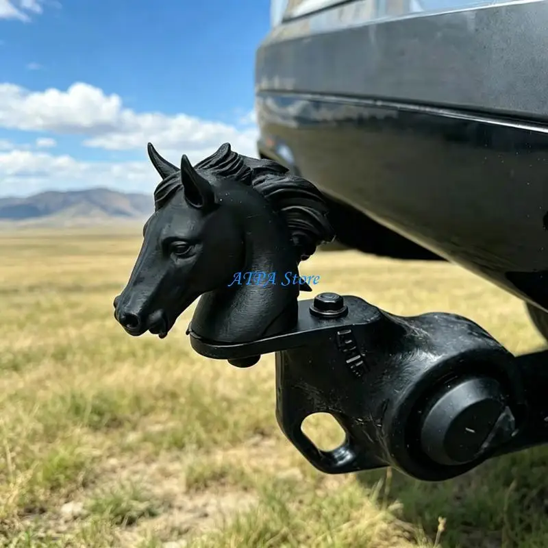 U13C Trailer Hitch Cover Modern Horse Head Design Trailer Hitch Decoration Caps Weatherproof Protective Cover Easy Install