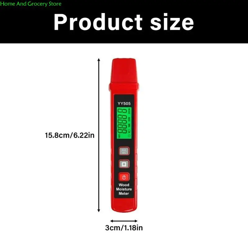 0xxa Moisture Meter, Pin Detektor Kelembaban dengan Layar & Latar Latar Ditingkatkan, untuk Deteksi Kelembaban