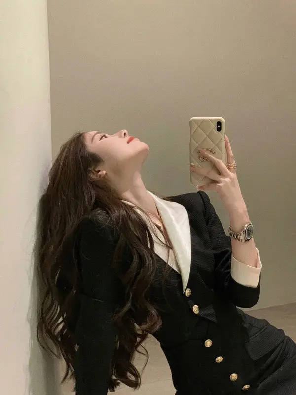 Mini Skirt Set High Quality Black Business Attire Women Casual Korean Crop Top Jacket + Short Skirts Elegant 2024 Autumn New