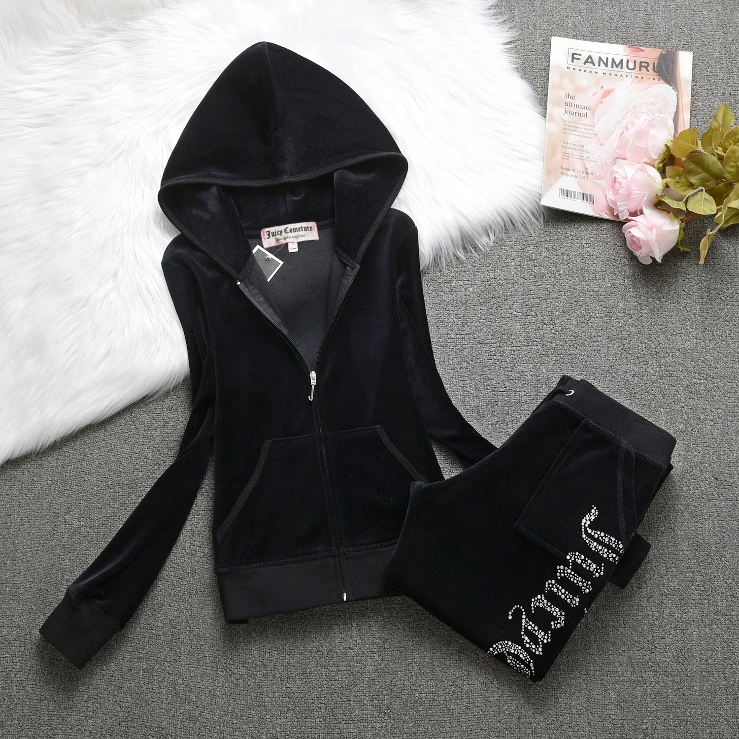 Tracksuit Velvet Tracksuit New Sports Suit 2024 Winter Casual Warm Hooded Y2k Women's Sports Velvet Pants Suit